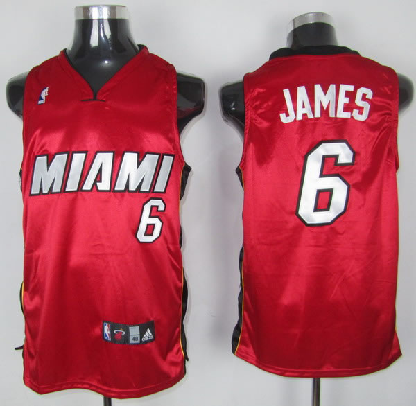 NBA Miami Heat 6 LeBron James Authentic Red Jersey